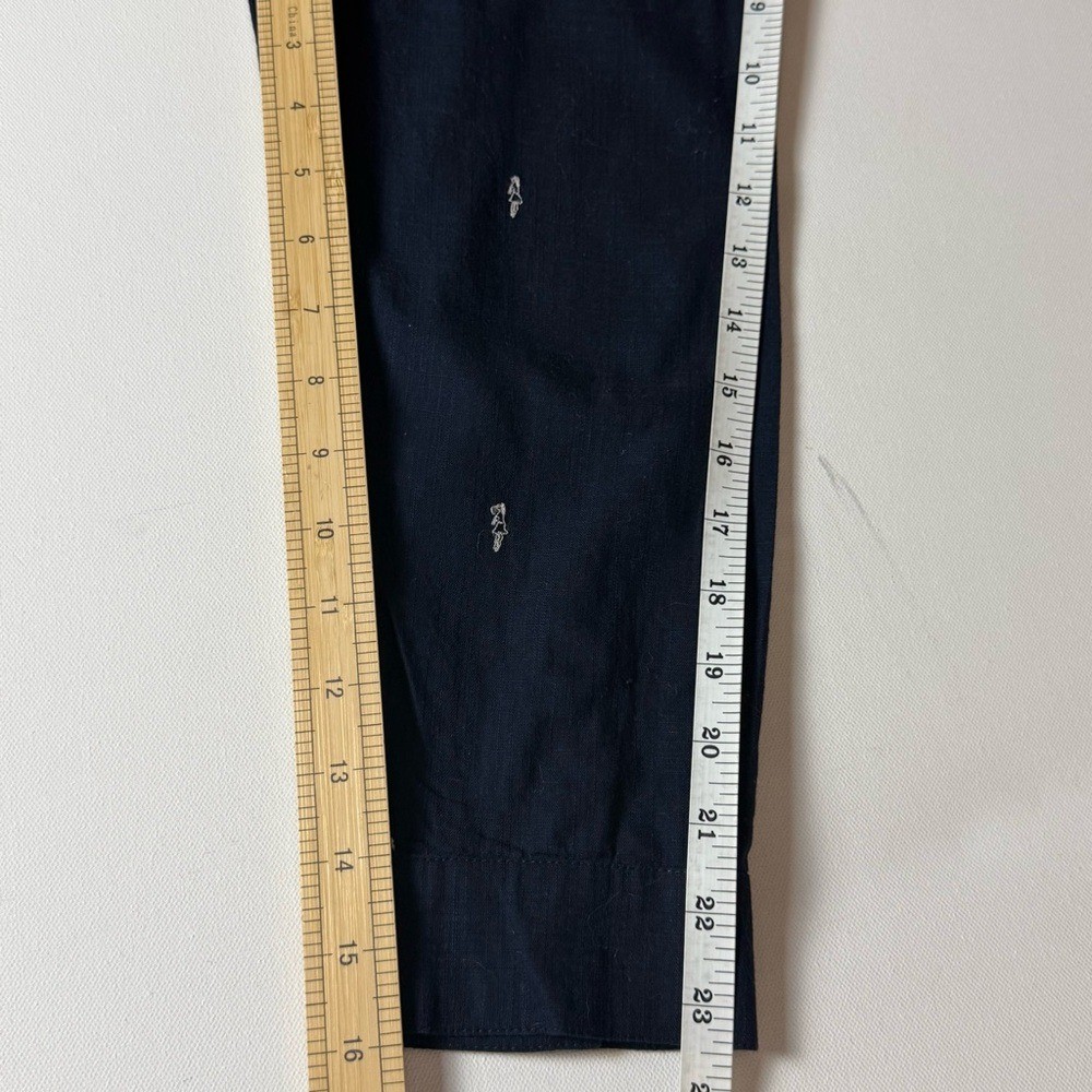 ZARA Basic Navy Embroidered Button Down Shirt Lon… - image 8