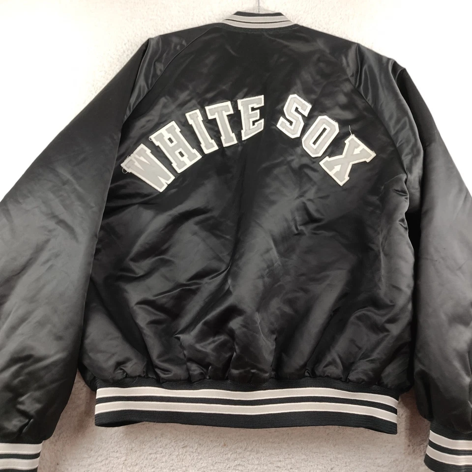 Vintage 80s Chalk Line Chicago White Sox Black Satin Bomber Jacket Men's XL - Image 2 of 4