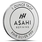 1 OUNCE ASAHI SILVER ROUND. 0.999 FINE SILVER.