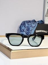 Chrome Hearts Black Square Sunglasses Silver Cross Detail Unisex