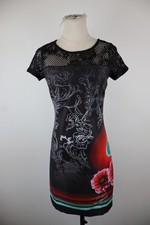 DESIGUAL VESTITO ABITO MANICA CORTA DONNA TG. L WOMAN CASUAL VINTAGE DRESS LOGO