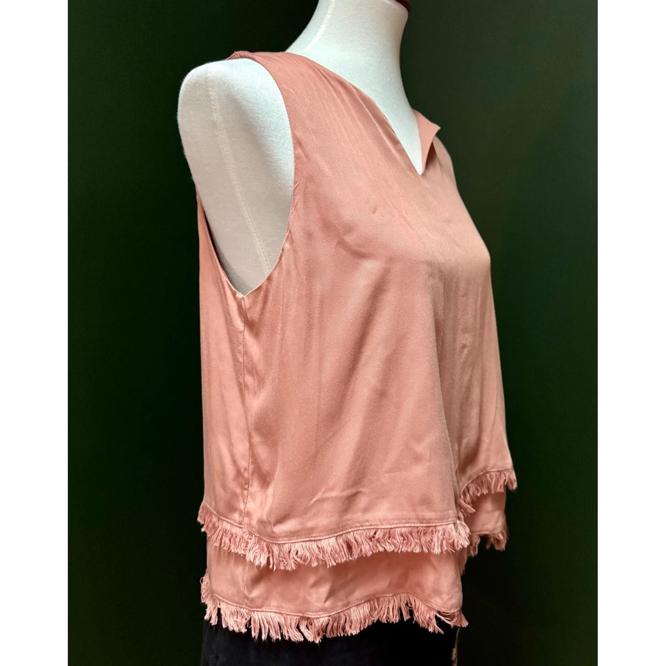 Блузка женская Blues & Greys без рукавов с v-образным вырезом бахрома подол M - Изображение 4 из 4