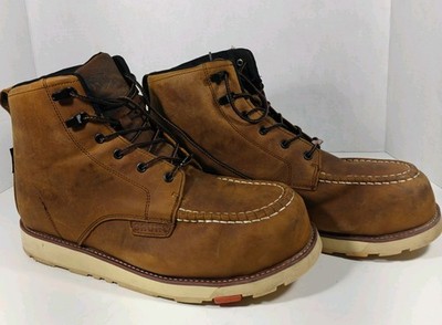 Brunt Marin Nano Toe Work Boots Mens Size 13 Brown Leather Moc Toe Wedge Sole