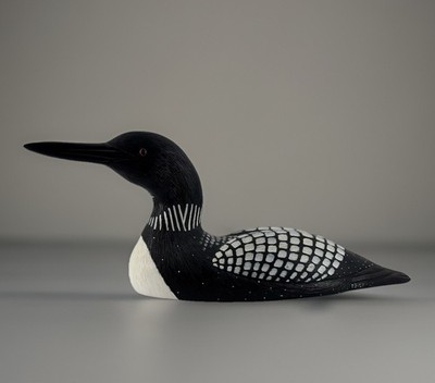 15 inch Loon Decoy Jennings Company Signed Black & White bird Cabin decor