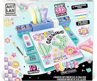 Art Lab Fluffy Paint Studio   3D Painting Set for Kids: Create Puffy Artwork wit