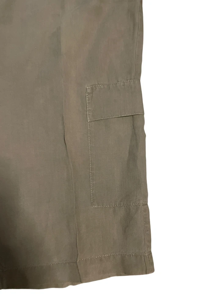 Eileen Fisher Womens Lagenlook Organic Linen Capri Pants Size M Khaki Boho Hippi - Image 2 of 4