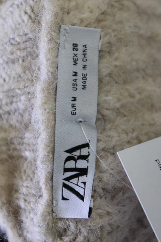 Suéter Suéter Zara Mujer Beige Floral Cuello Redondo Manga Larga Talla M Foto 4 de 4