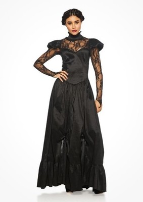 Adult Wednesday Addams Black Gothic Gown Lace Dress Womens Halloween Victorian | eBay Adult Wednesday Addams Black Gothic Gown Lace Dress Womens Halloween Victorian | eBay
