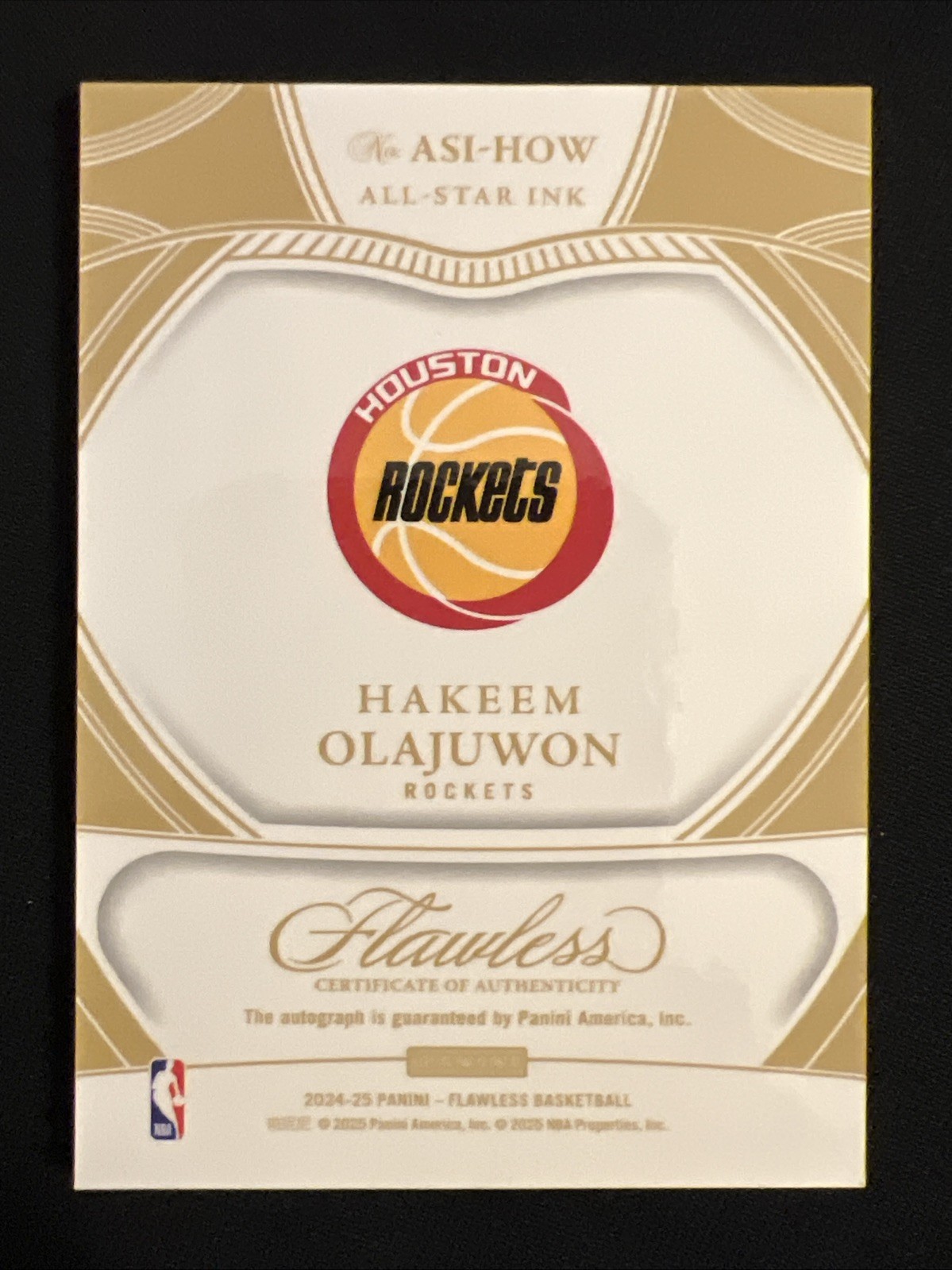 2024/25 Panini Flawless All Star Ink Hakeem Olajuwon 20/25 On Card Auto Rockets view 2
