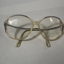 Vintage WOMENS GLASSES Oversized 70s Frames PLASTIC Clear blue metal accents