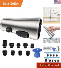 Brushed Nickel Pull Down Spray Head for Kitchen Faucet 3 Modes, 9 Adapters