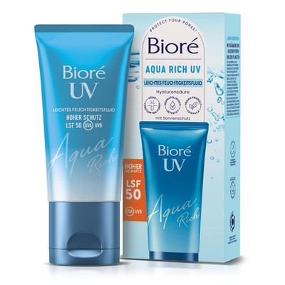 Biore Aqua Rich UV - Leichtes Feuchtigkeitsfluid Für Das Gesicht - Sonnenschutz 
