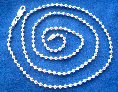 3MM women's men's 925 STERLING SILVER BEADED CHAIN NECKLACE 16''-36''