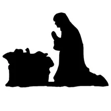 Manger Scene Nativity Silhouette unmounted rubber stamp, Mary and baby Jesus #13