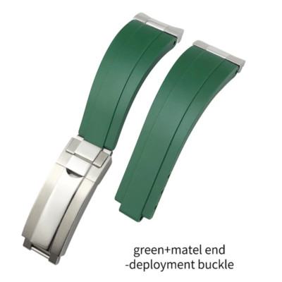 20 21 Mm Rubber Strap Band + Steel Curved End Link Fits Rolex Datejust 41mm 36mm