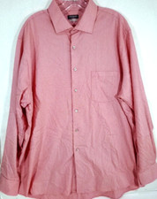 Van Heusen-Mens Long Sleeve Button Down Dress Shirt-XL Extra Large-17.5/35-PINK