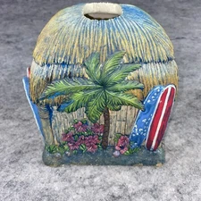 Tissue Box Cover Holder Tiki Hut Surfboard Izzy Tropical Grass Shack Hawaiian