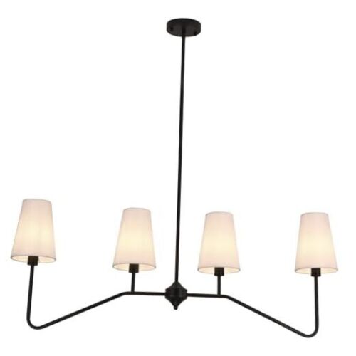 47.2" Kitchen Island Lighting Fixture 4-Light Linear Chandelier Black Modern