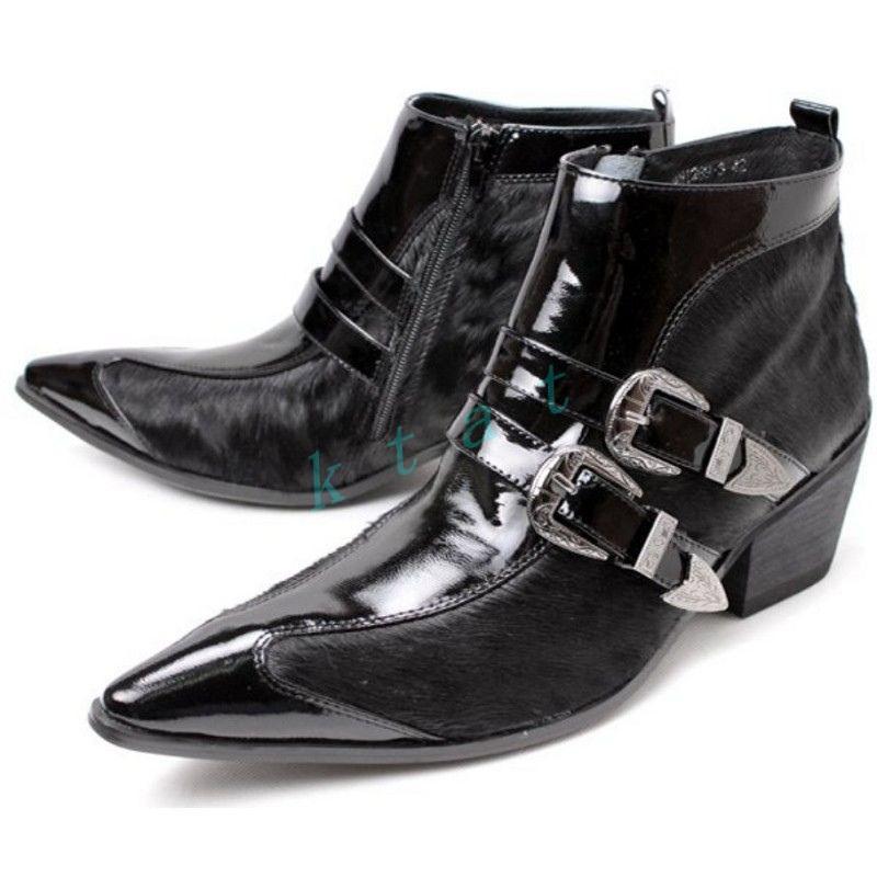 Para Hombre Británico Retro Puntera Puntiaguda Cuero Cremallera Hebillas De Negocios Zapatos Botas al tobillo Para Retro Hombre Británico Retro Para Puntera Puntiaguda Cuero Cremallera Hebillas De Negocios Zapatos Botas al tobillo 89b343