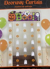 HALLOWEEN DECORATION HANGING DOOR CURTAIN BOO GHOST  PUMPKIN BANNER PARTY PROP