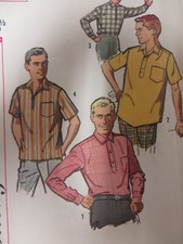 Vintage 50's Simplicity 4452 SPORTS SHIRT Sewing Pattern Mens 38-40 Chest