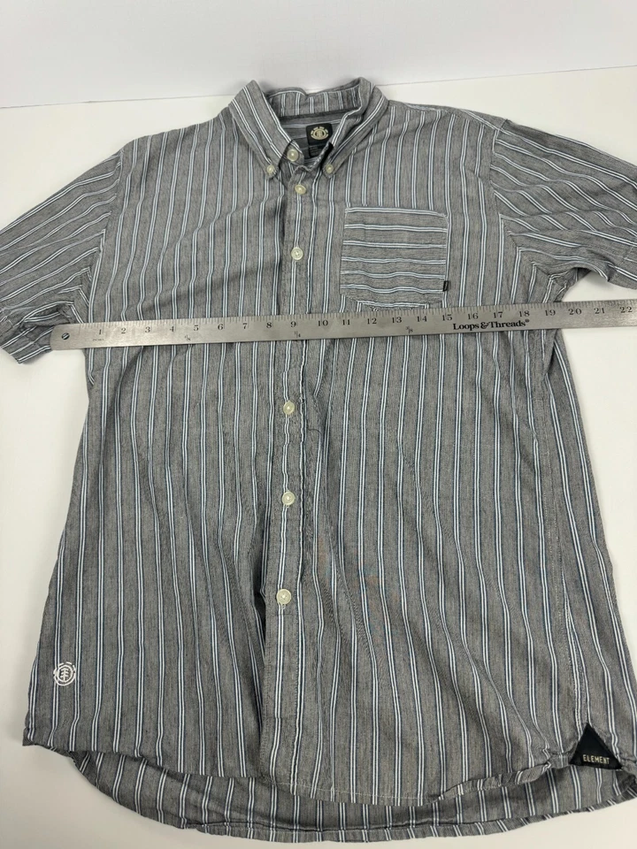 Element Mens Large Gray 100% Cotton Button Up Short Sleeve Shirt - Image 2 of 4