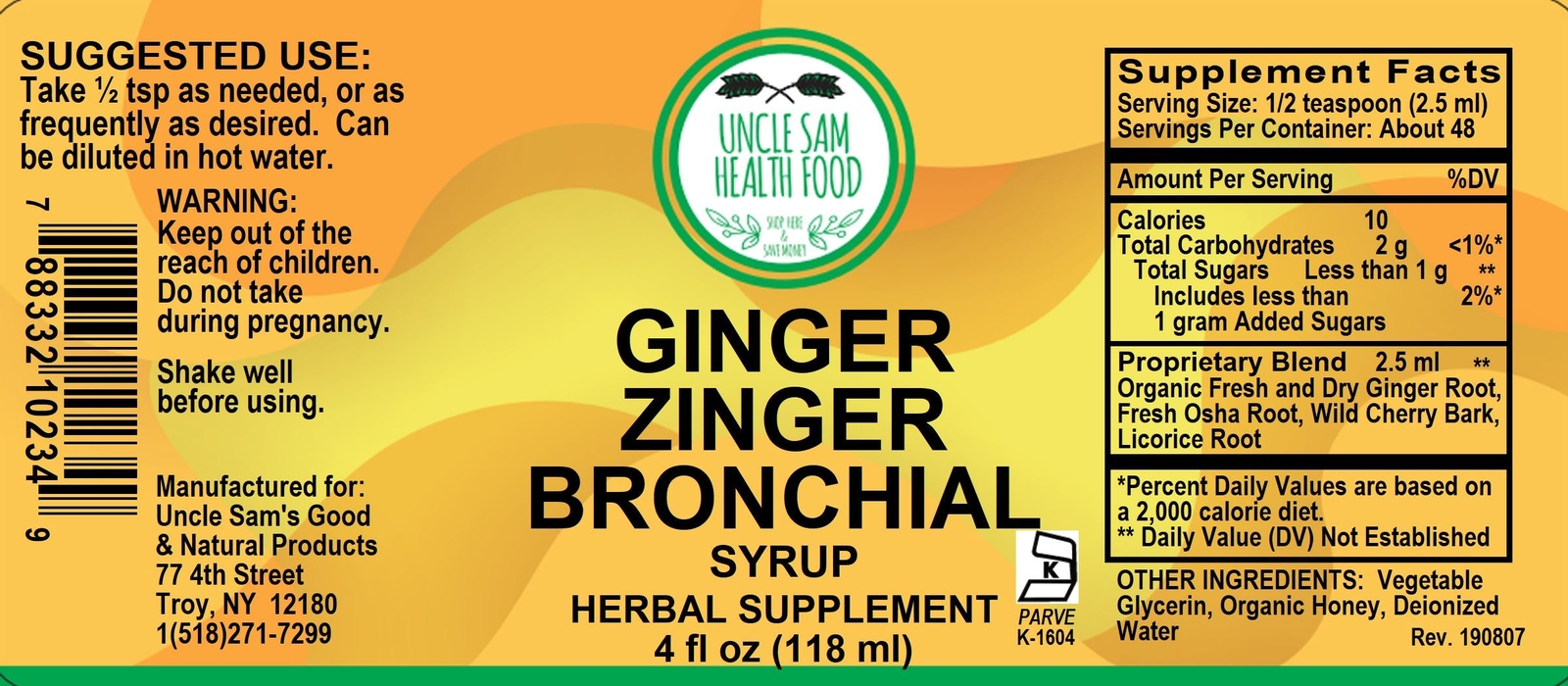 Jarabe bronquial de jengibre zinger