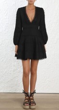 Zimmermann Heathers Flounce Short Dress Black- Size 1