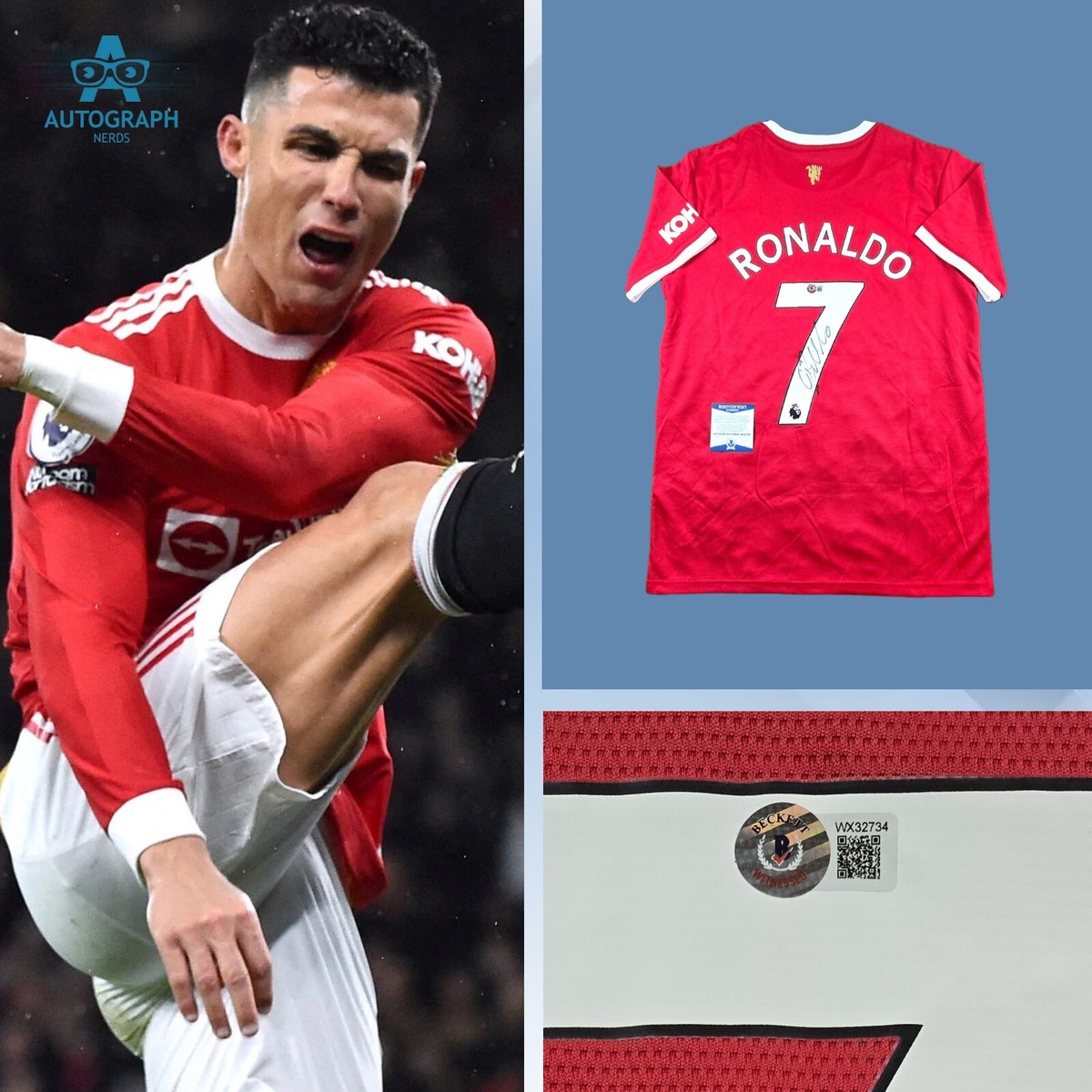 Cristiano Ronaldo Signed Manchester United 2020/21 Home Jersey W