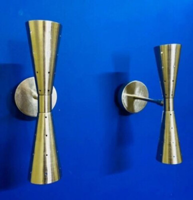 Mid Century 1950er Messing Italienisch Chrom Wandleuchter Leuchten Befestigun...