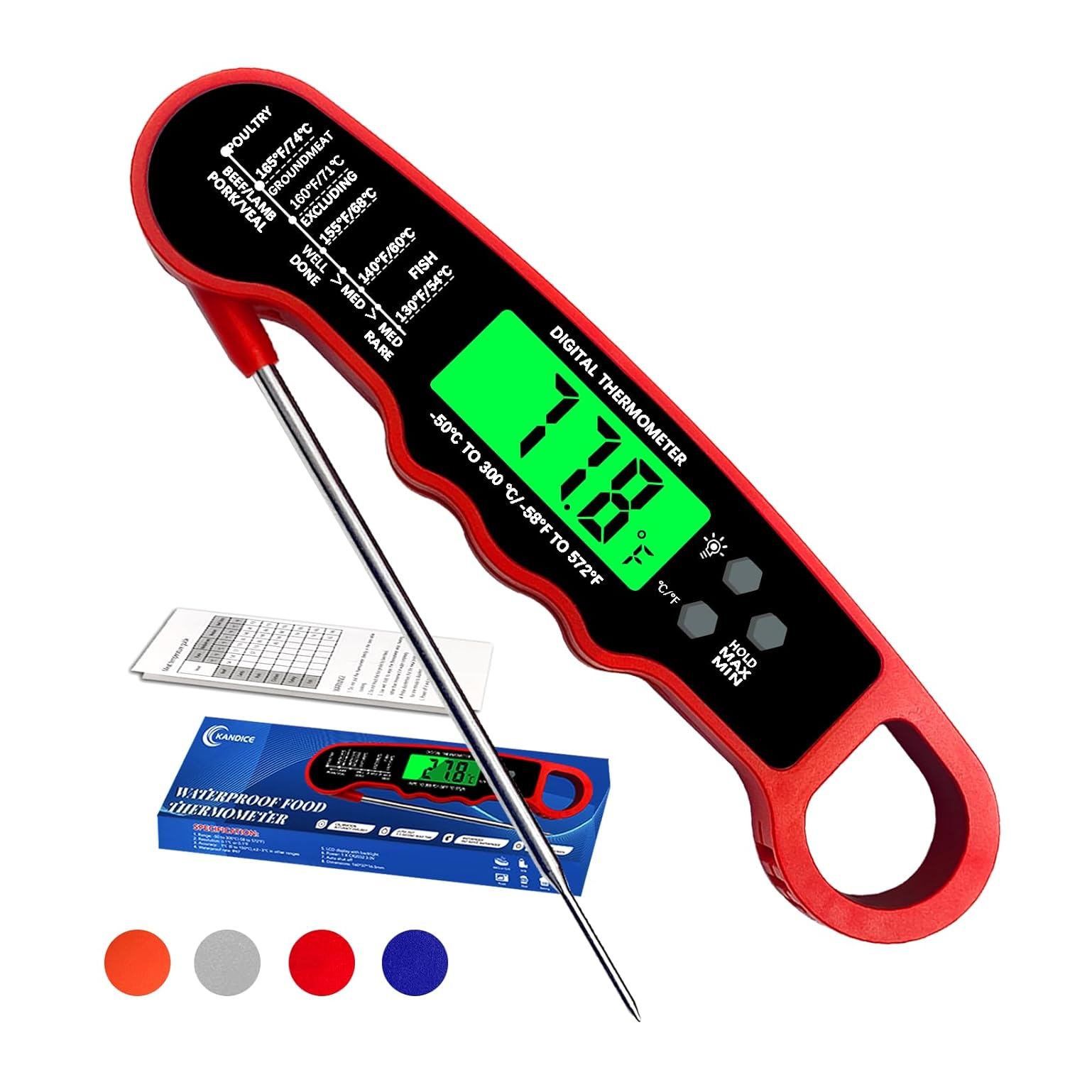 Meat Thermometer Digital, IP67 Waterproof Food Thermometer for Cooking and Bakin-image