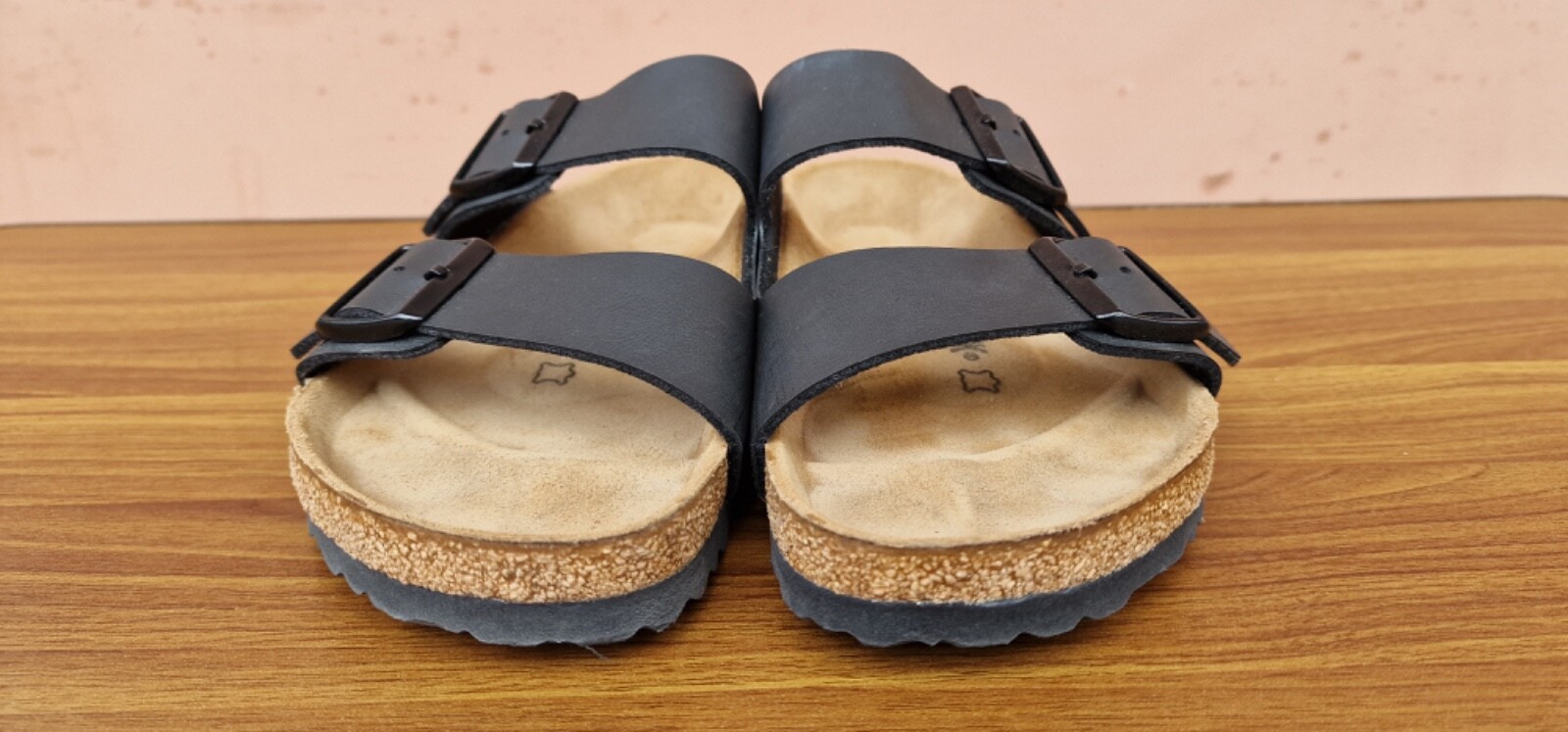 RARE Birkenstock Arizona 250 Black Sandals 2 Strap Size US L8 M6/ EUR 39 E95F image 9