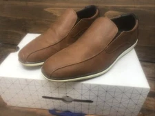 Call It Spring Brown Vegan Leather Square Toe Slip On Oxford Loafers Size 10