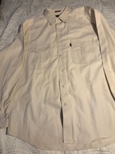 Eddie Bauer Legend Buttond Down Large Elkhorn Shirt Khaki Camping Hunting L
