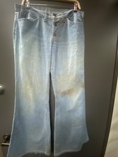 1970  s Levi  s Bell Bottom, Orange Tab, Big E, 3 Button Front Fly, Lt Wash Jeans