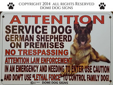 Metal Attention Service Dog German Shepherd Sign For FENCE ,Beware Of Dog 8"x12"