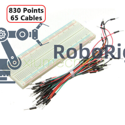 830 Tie Points Solderless PCB Breadboard MB102+65Pcs Jumper cable wires