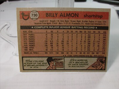 1981 Topps Traded #730 - Billy Almon - Chicago White Sox 81-756 | eBay