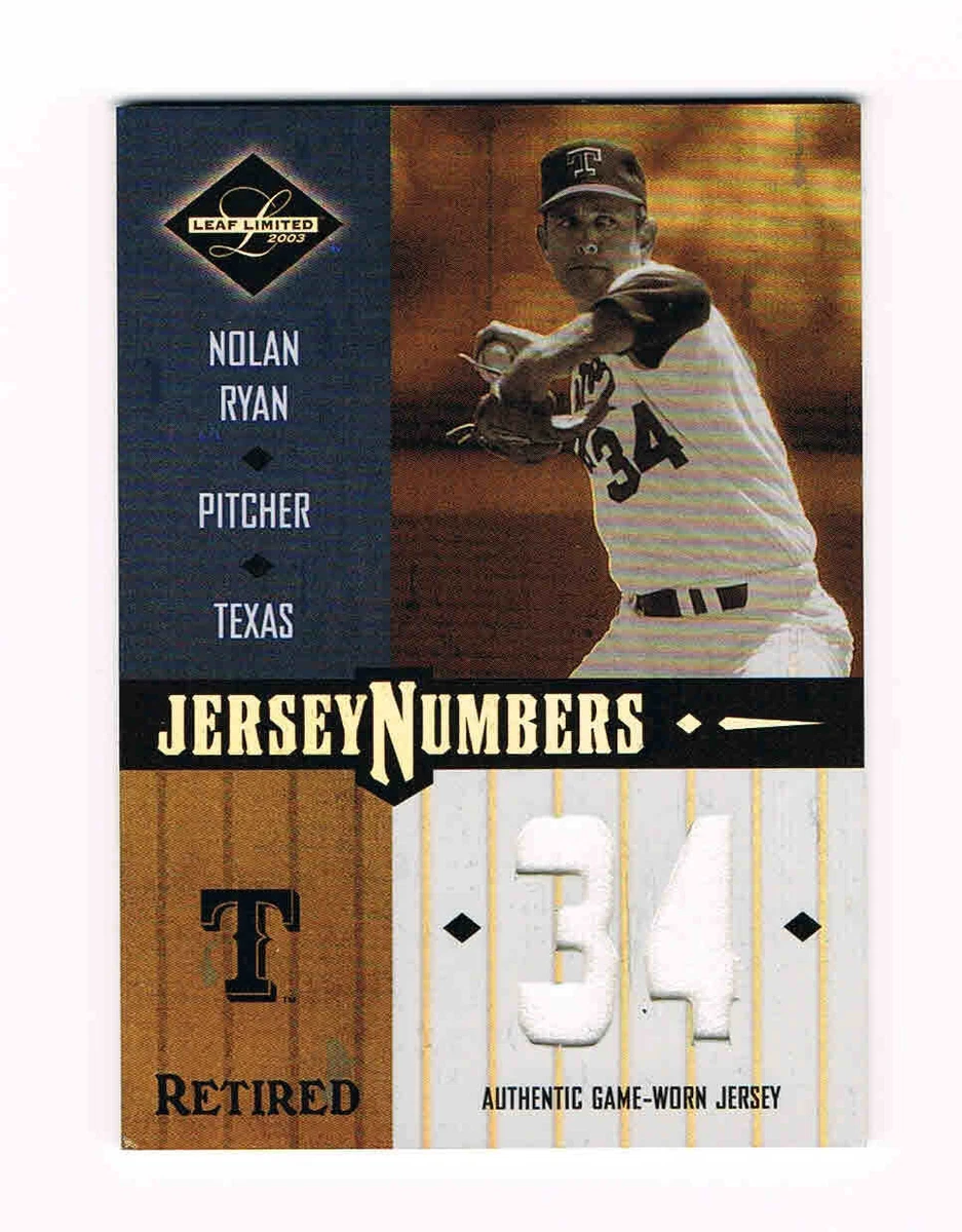 2003 Leaf Limited Jersey Numbers Nolan Ryan Game Worn Jersey Card Rangers 11 34