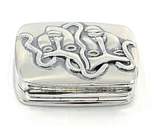 Comedy Tragedy Pill Box 925 Sterling Silver English Hallmarks - Picture 5 of 10