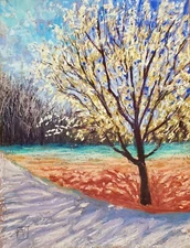 Original Signed Pastel Painting Art  Landscape Tree