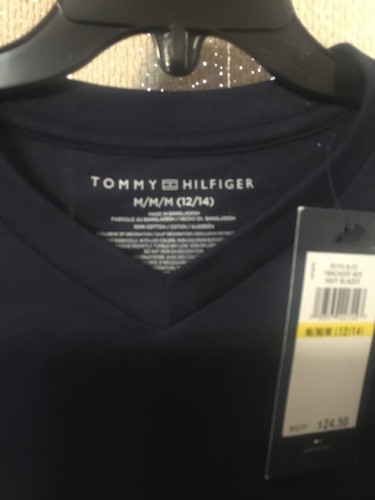 NWT $24.50 Tommy Hilfiger Boys Navy Blue Short Sleeve T-Shirt Size M - Picture 2 of 4