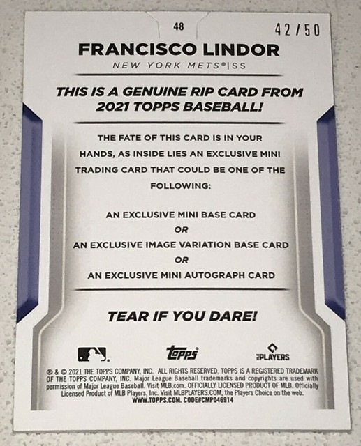 2021 Topps Rip - Black #48 Francisco Lindor /50 for sale online | eBay