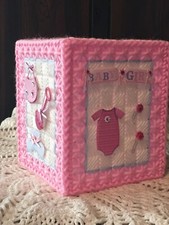 BABY GIRL / NURSERY / FAMILY - NEW HANDMADE - TISSUE BOX COVER - PLASTIC CANVAS