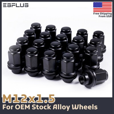 [20] 1.85'' Extra Tall Black Mitsubishi/Jaguar OEM 12X1.5 Mag/Flat Seat Lug Nuts