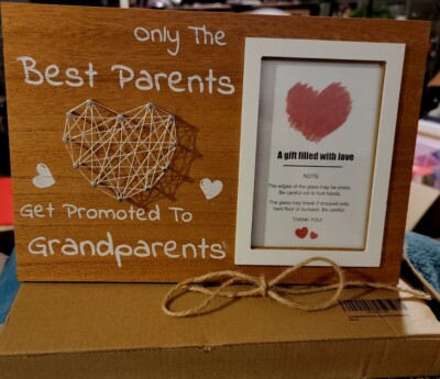 Grandparents Picture Frame Heart String 4 x 6 Photo Gift Best Parents Promoted 