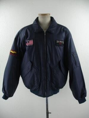 Mens sz XL Walls Scott Pilot Jacket Navy Blue Insulated US Military Top Gun NASA