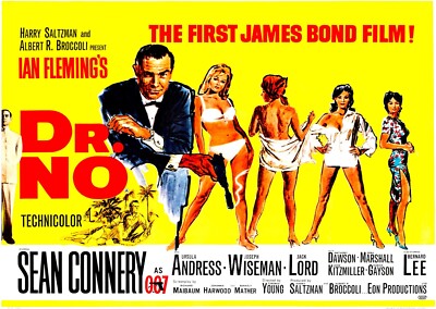 Home Wall Art Print - Vintage Movie Filmposter - JAMES BOND DR NO - A4,A3,A2,A1