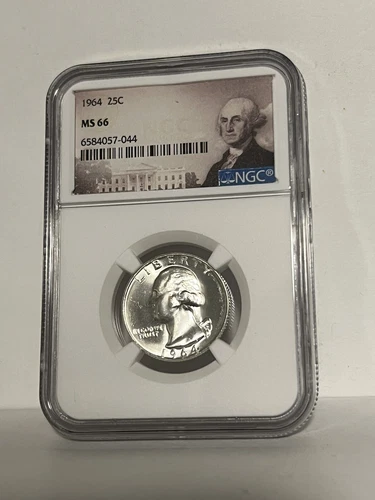 MS66 1964 Washington Quarter NGC - Special Label - 90% Silver *