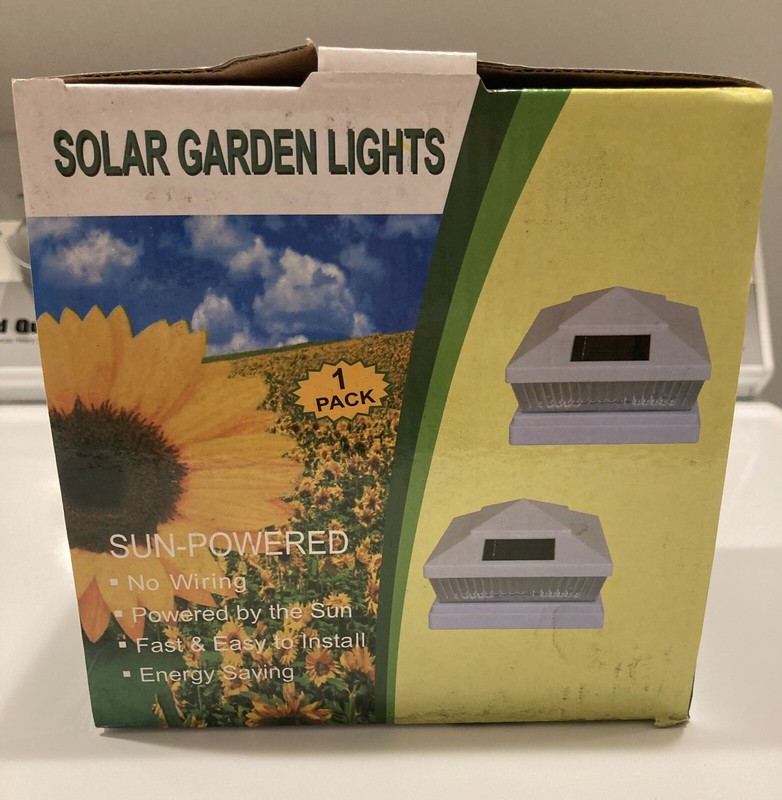 Qty 1 Garden Solar White Plastic 5”X 5”Outdoor 5 LED’s 78 Lumens Post Cap Light
